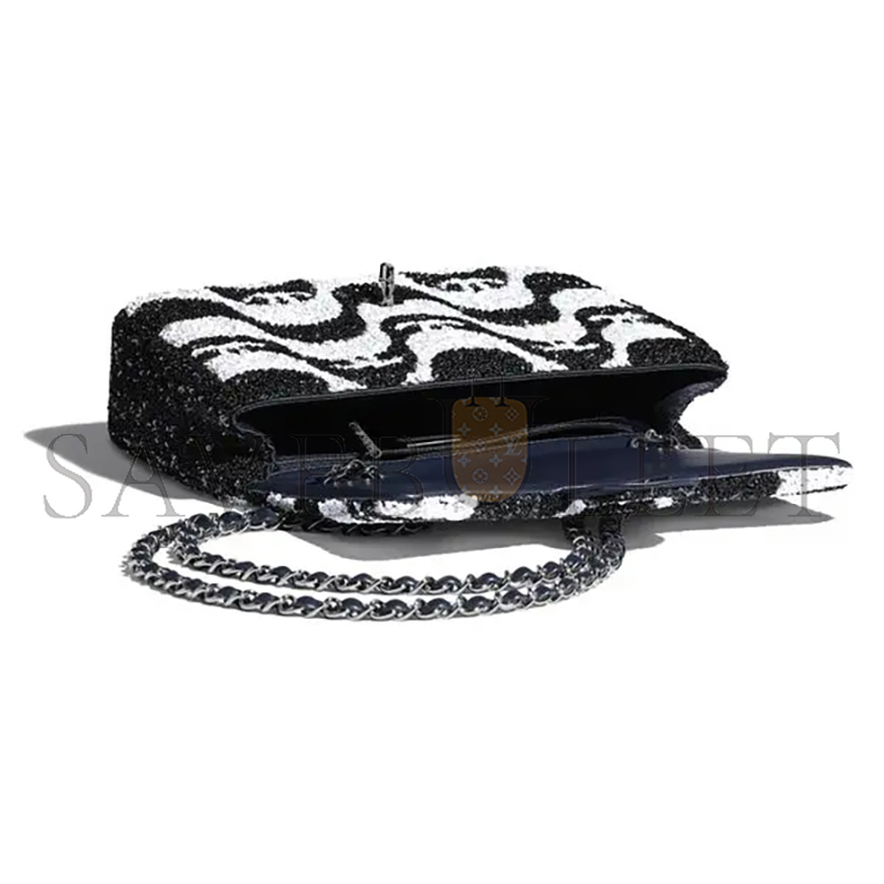 CHANEL MASTER SEQUINS WHITE & BLACK FLAP BAG A01112 (25*15*6cm)